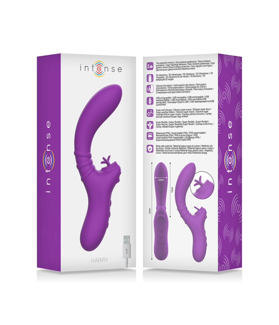 INTENSE - VIBRATORE FLESSIBILE HARRY CON LINGUA VIOLA