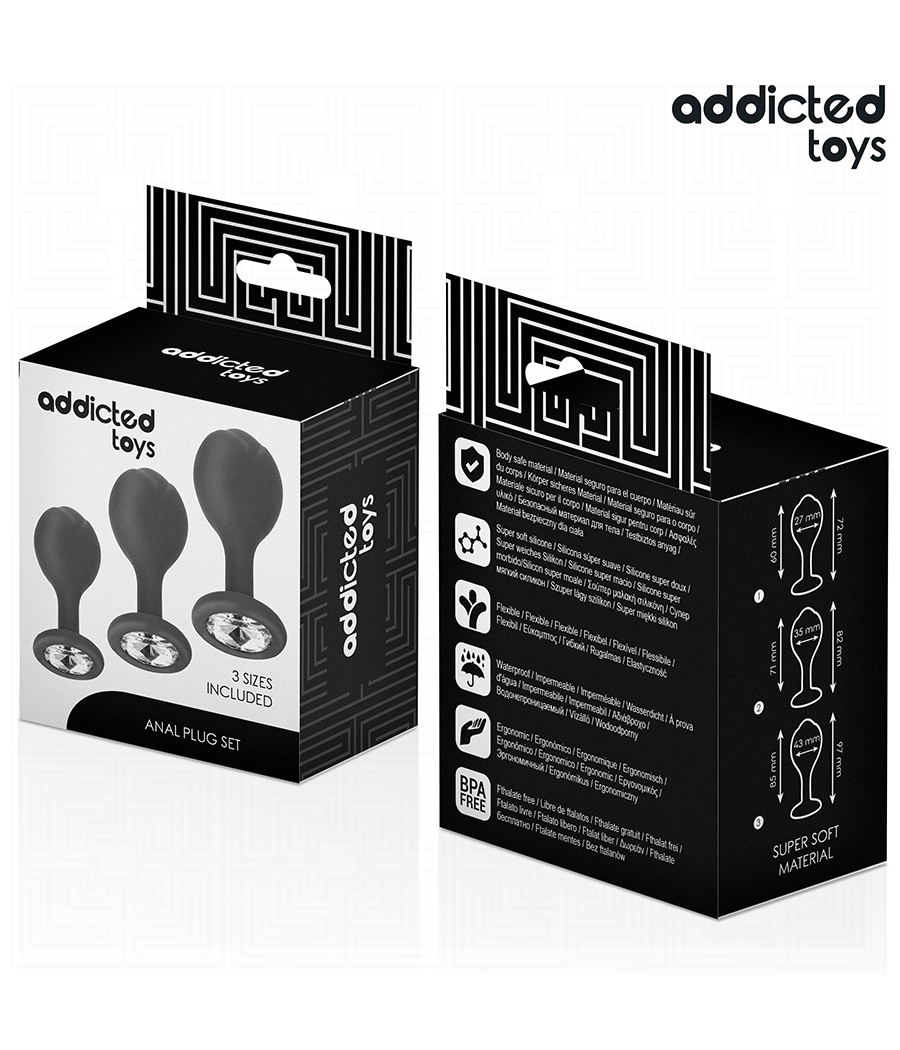 ADDICTED TOYS - SET DI 3 TAPPI ANALI CON GIOIELLO