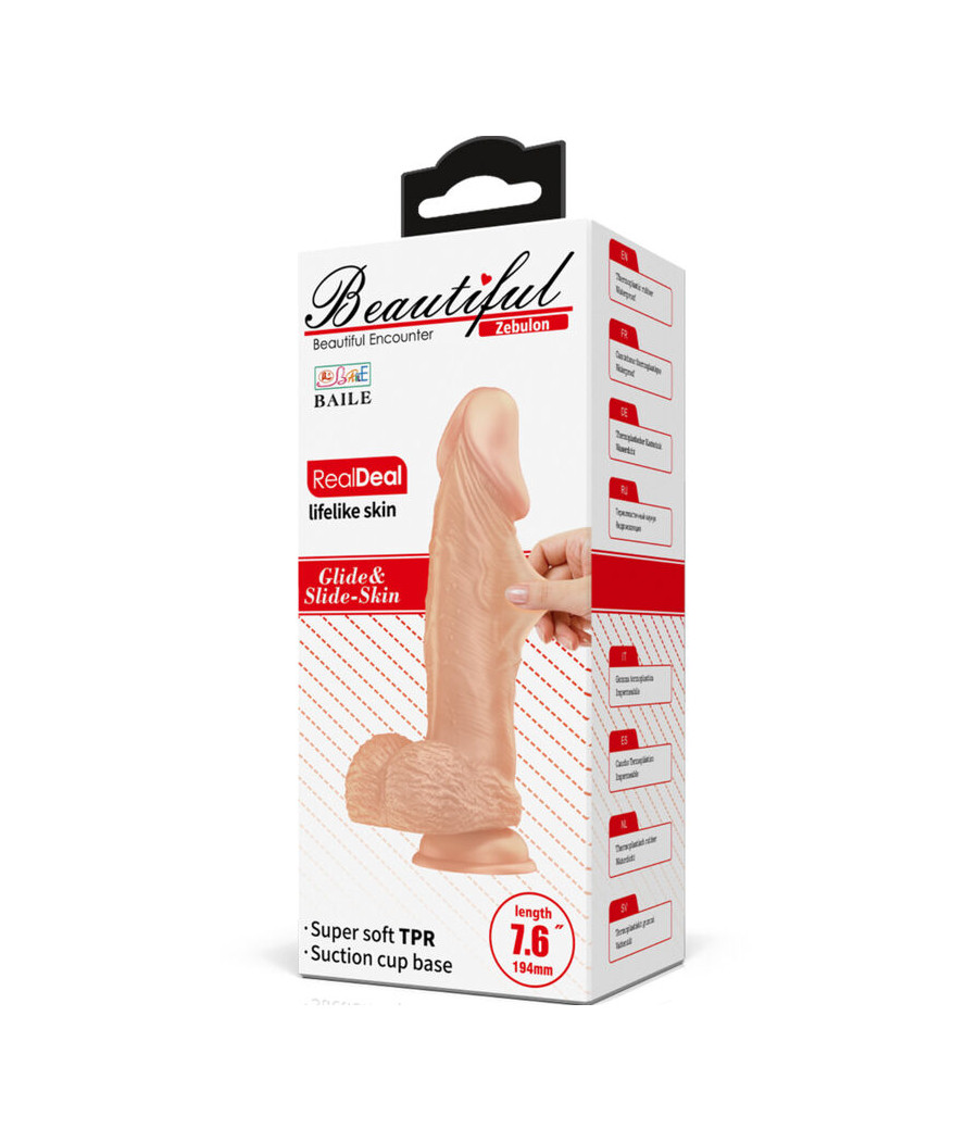 BAILE - ENCONTRO LINDO ZEBULON DILDO FLEXÍVEL REALISTA 19,4 CM NATURAL