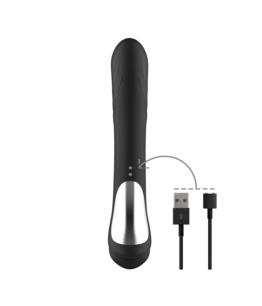 BLACK&SILVER - STIMULATEUR DE LAPIN EN SILICONE RECHARGEABLE JAMIE NOIR