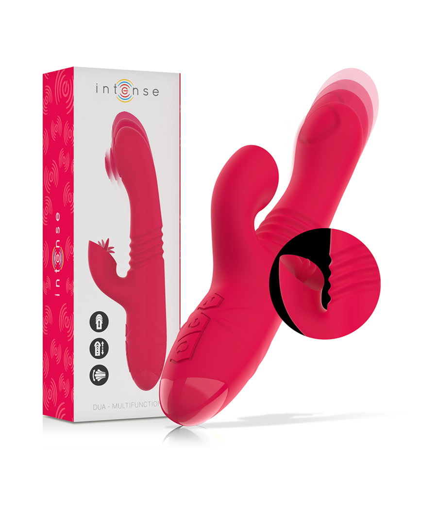 INTENSE - DUA MULTIFUNCTION RECHARGEABLE UP & DOWN VIBRATOR WITH RED TONGUE
