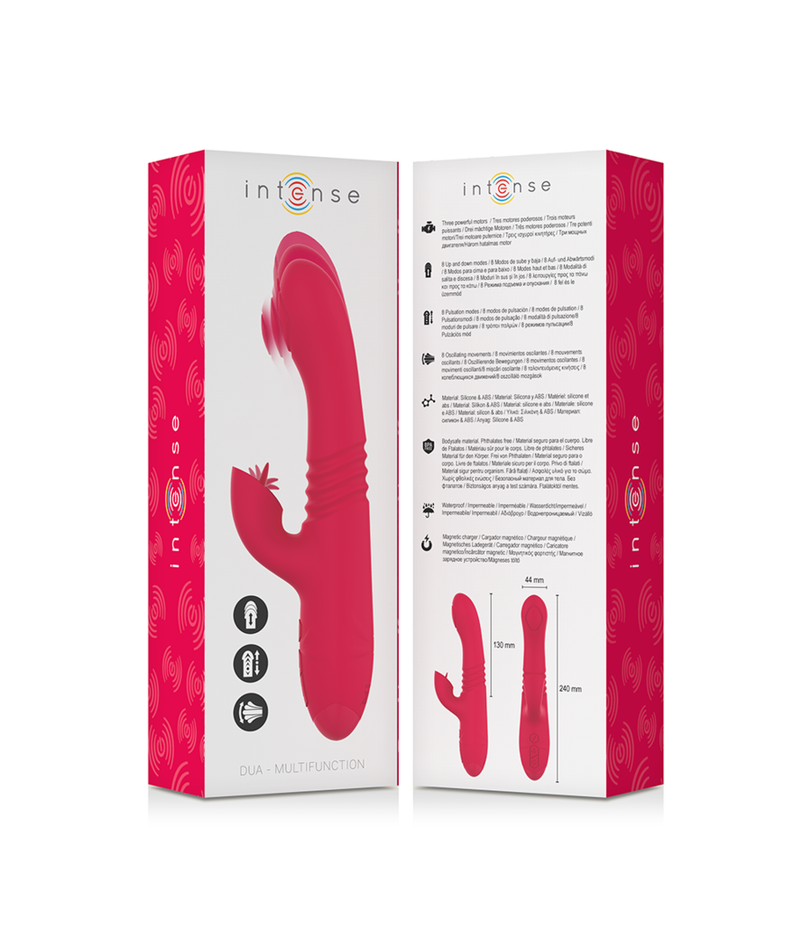 INTENSE - DUA MULTIFUNKTIONS-WIEDERAUFLADBARER AUF- UND AB-VIBRATOR MIT ROTER ZUNGE