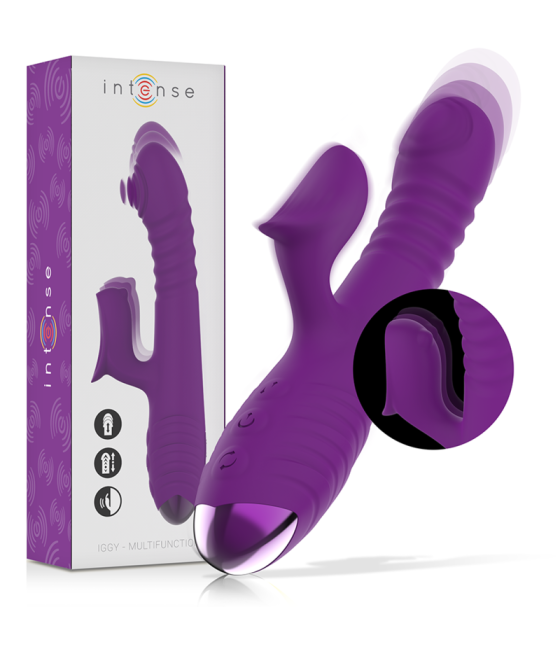 INTENSE - VIBRADOR RECARREGVEL MULTIFUNO IGGY PARA CIMA E PARA BAIXO COM ESTIMULADOR CLITÓRICO ROXO