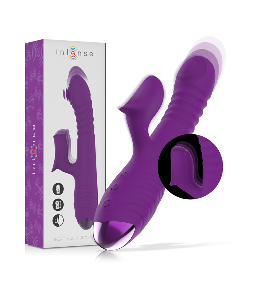 INTENSE - VIBRATORE MULTIFUNZIONE RICARICABILE IGGY UP & DOWN CON STIMOLATORE CLITORALE VIOLA