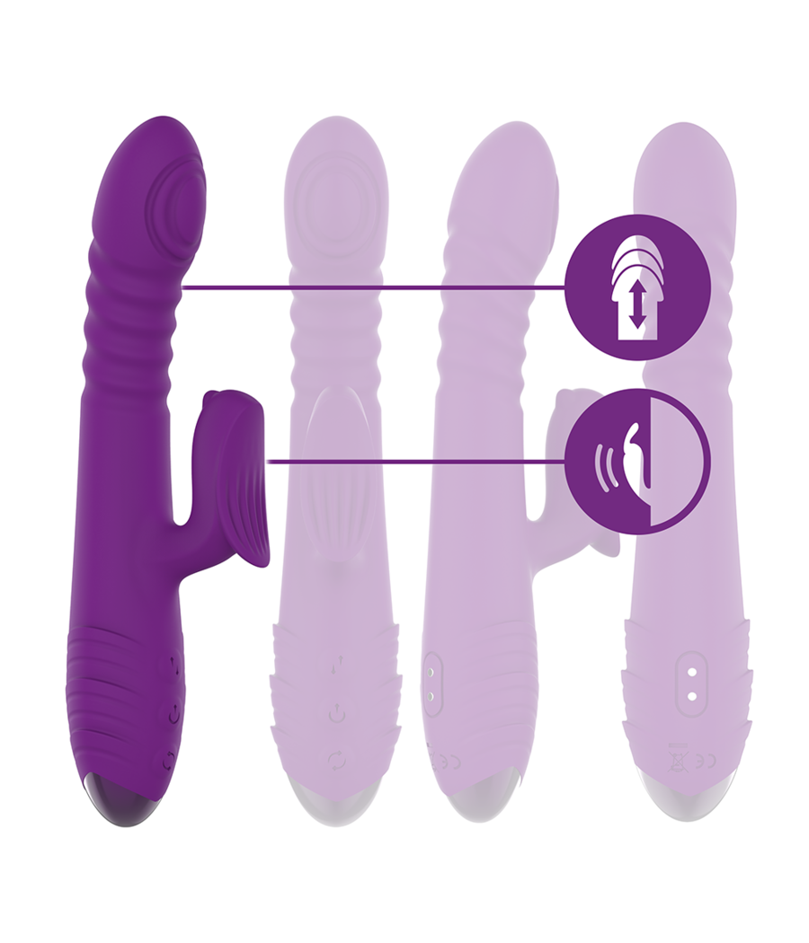 INTENSE - VIBRATORE MULTIFUNZIONE RICARICABILE IGGY UP & DOWN CON STIMOLATORE CLITORALE VIOLA