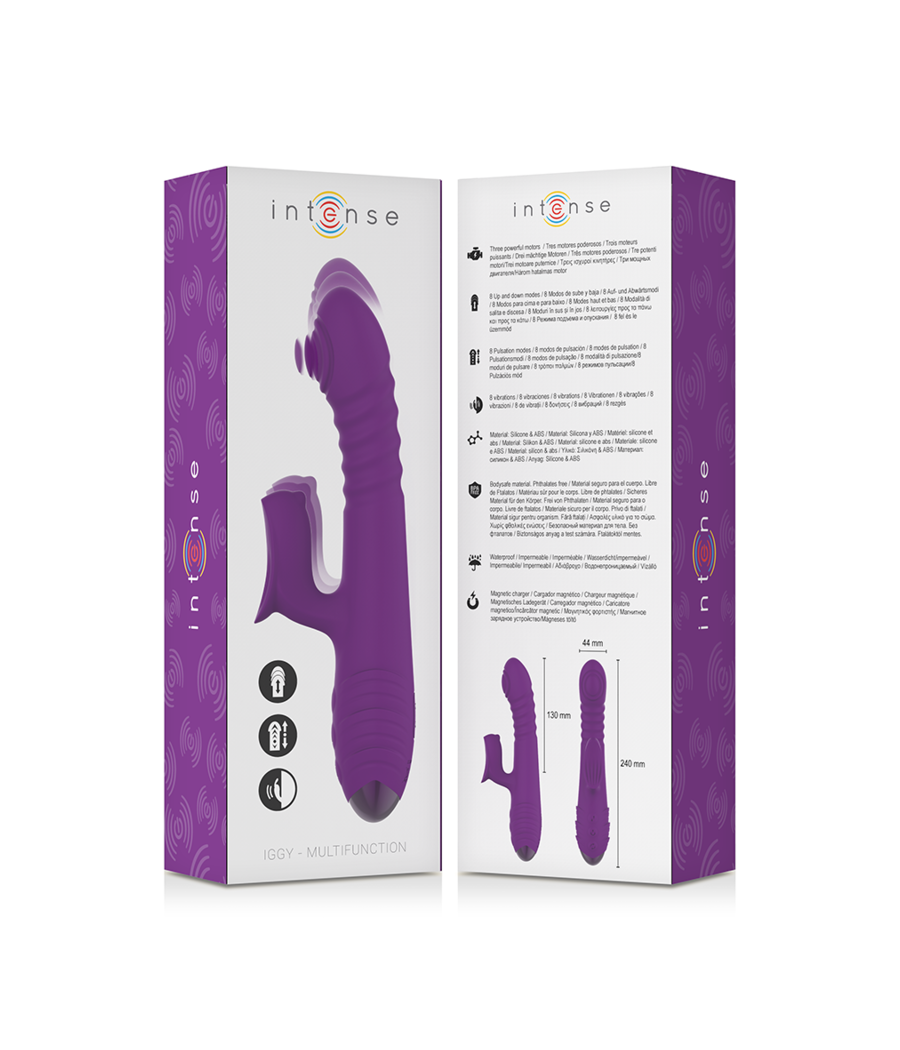 INTENSE - IGGY MULTIFUNCTION RECHARGEABLE VIBRATOR UP & DOWN WITH CLITORAL STIMULATOR PURPLE