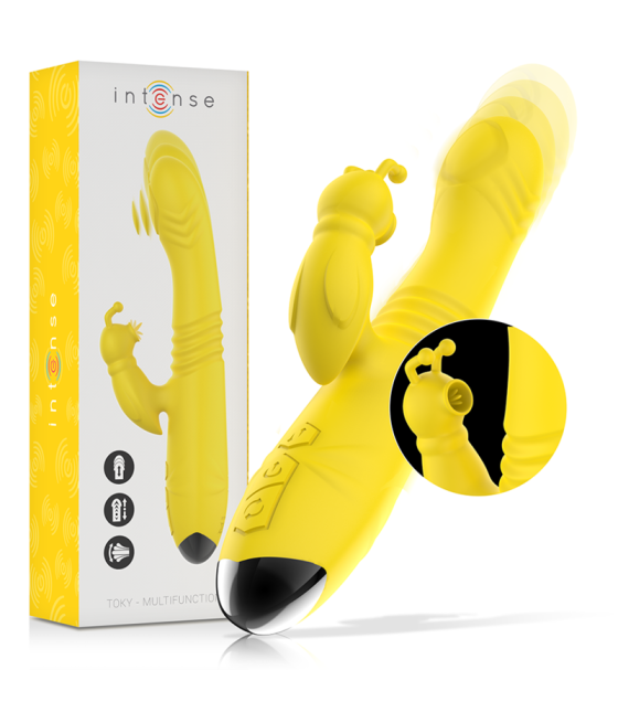 INTENSE - VIBRATORE MULTIFUNZIONE TOKY UP & DOWN CON STIMOLATORE CLITORALE GIALLO