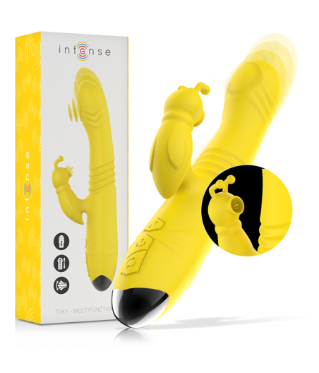INTENSE - VIBRATORE MULTIFUNZIONE TOKY UP & DOWN CON STIMOLATORE CLITORALE GIALLO