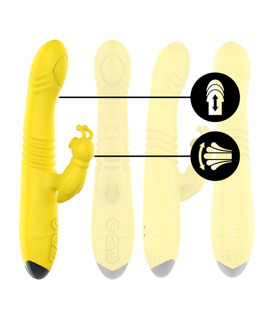 INTENSE - VIBRATEUR MULTIFONCTION TOKY UP & DOWN AVEC STIMULATEUR CLITORAL JAUNE