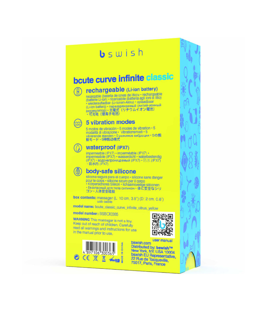 B SWISH - BCUTE CURVE INFINITE CLASSIC VIBRATORE IN SILICONE RICARICABILE GIALLO