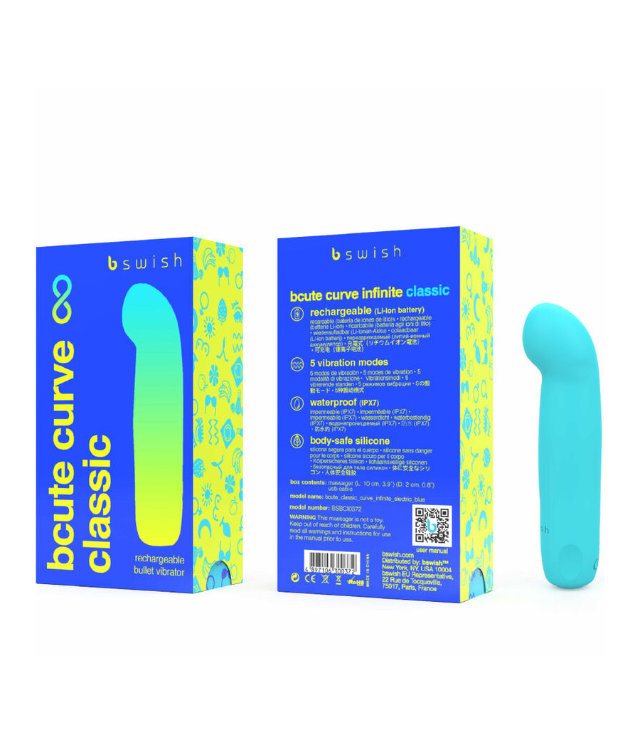 B SWISH - BCUTE CURVE INFINITE CLASSIC RECHARGEABLE VIBRATOR BLUE SILICONE