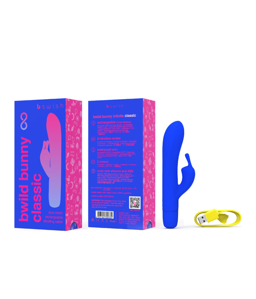 B SWISH - BWILD BUNNY INFINITE CLASSIC RECHARGEABLE VIBRATOR BLUE SILICONE