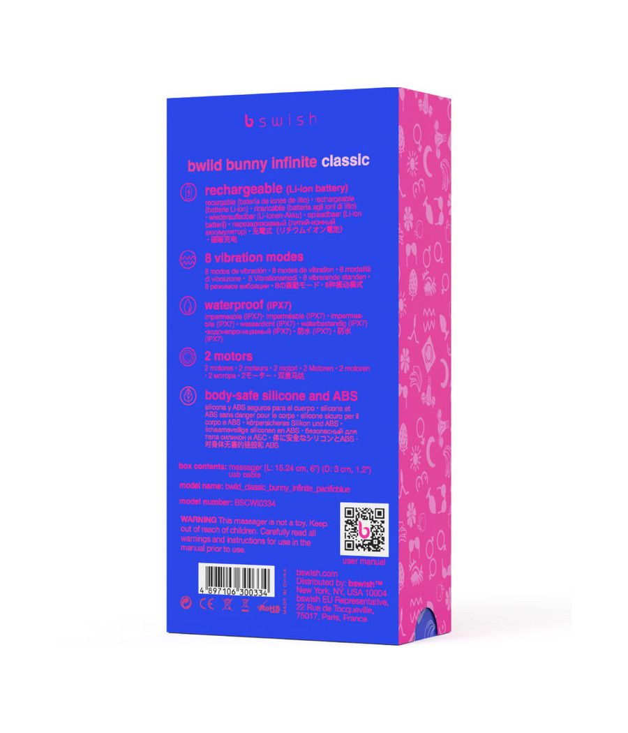 B SWISH - BWILD BUNNY INFINITE CLASSIC VIBRADOR RECARGABLE SILICONA AZUL