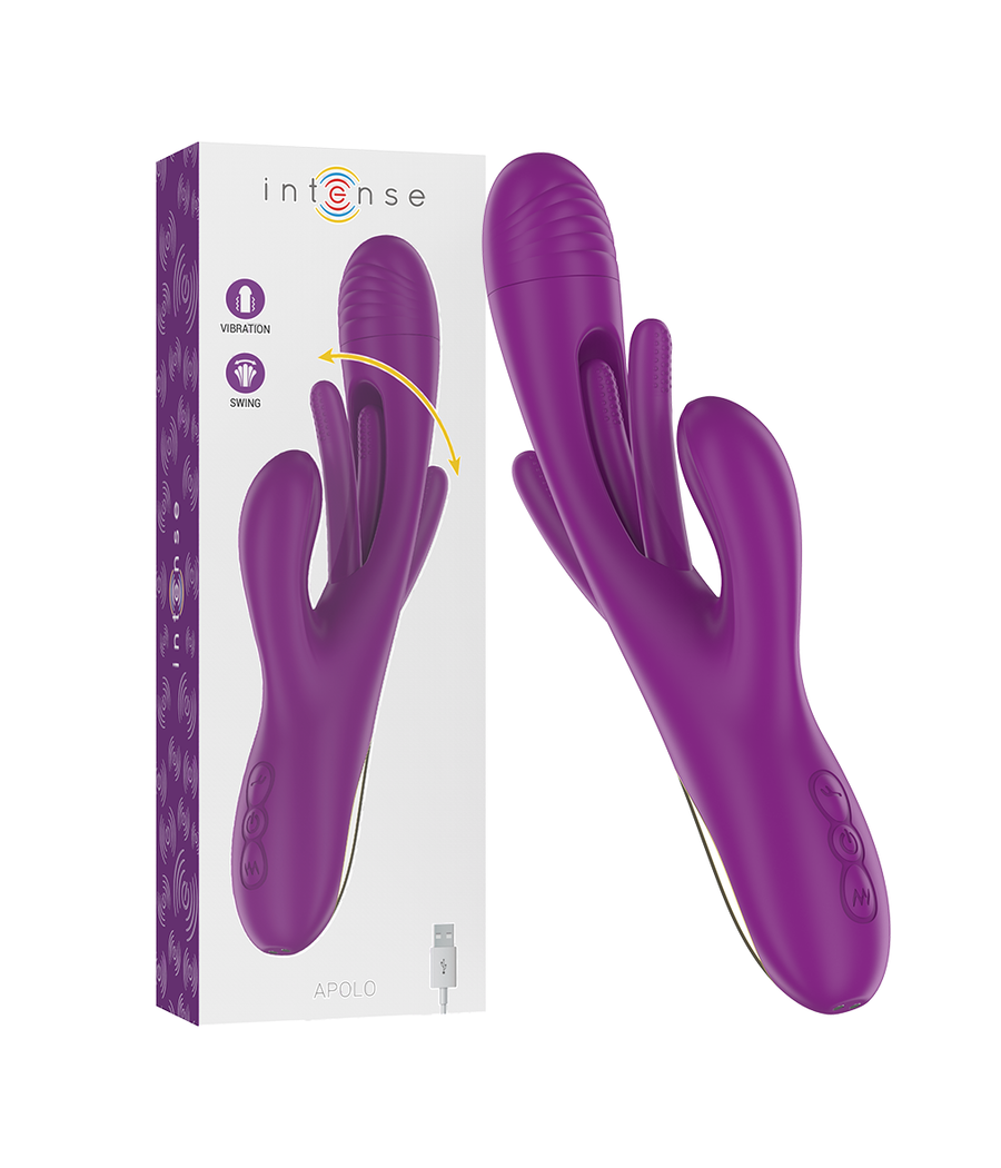 INTENSE - APOLO RECHARGEABLE MULTIFUNCTION VIBRATOR 7 VIBRATIONS WITH SWINGING MOTION PURPLE