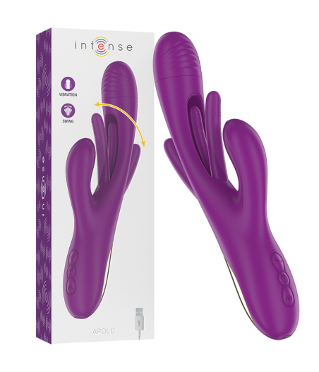 INTENSE - APOLO RECHARGEABLE MULTIFUNCTION VIBRATOR 7 VIBRATIONS WITH SWINGING MOTION PURPLE