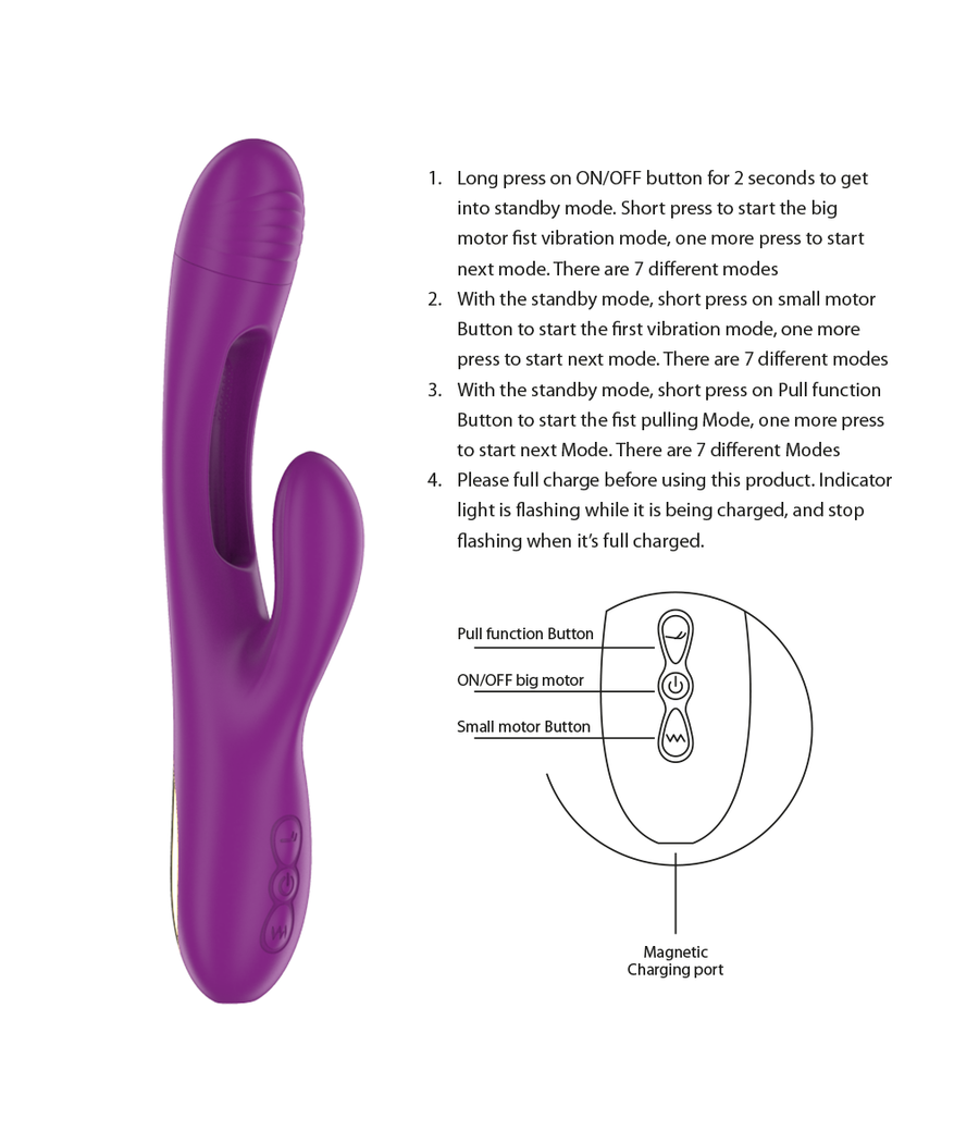 INTENSE - APOLO RECHARGEABLE MULTIFUNCTION VIBRATOR 7 VIBRATIONS WITH SWINGING MOTION PURPLE
