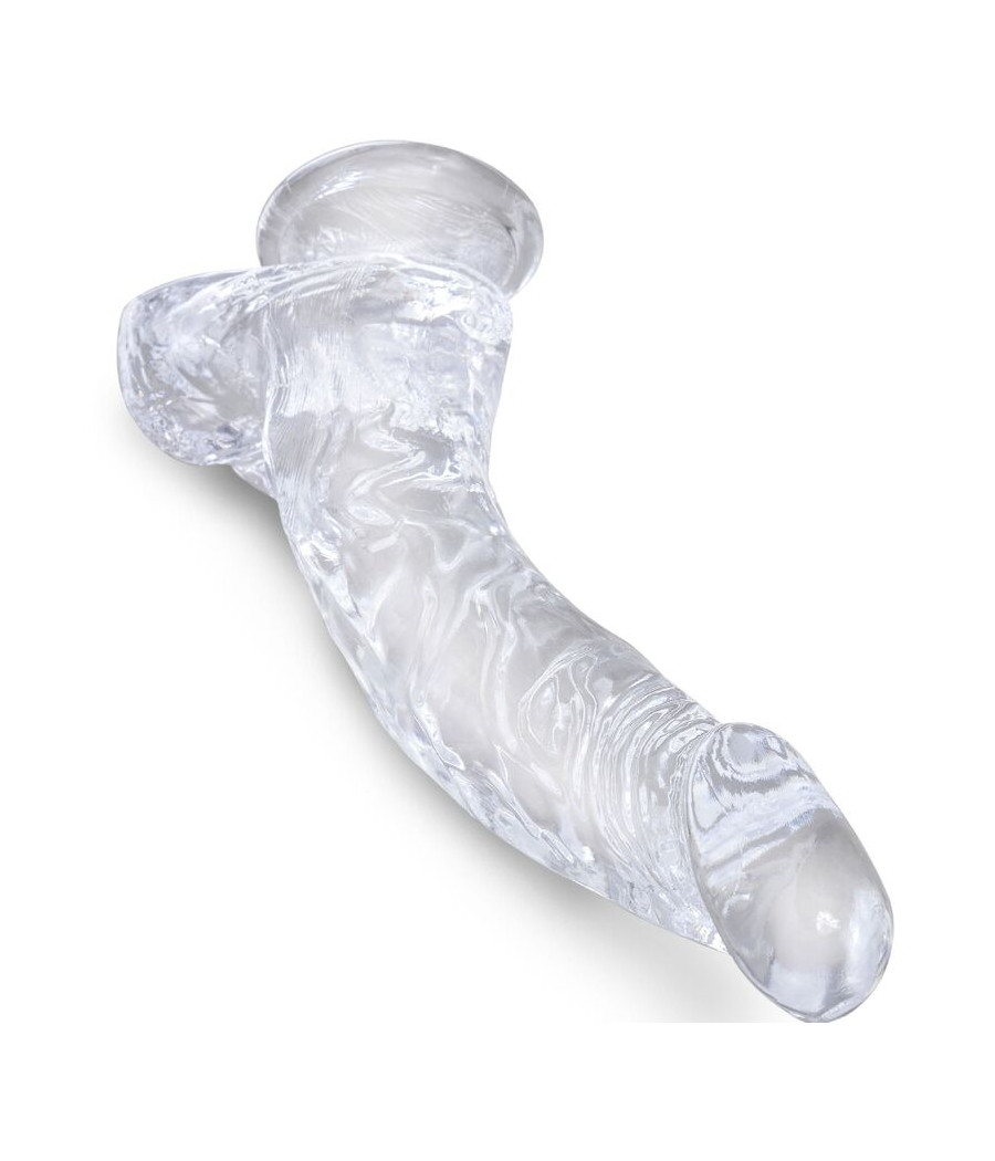 KING COCK - CLEAR PÊNIS CURVADO REALISTA COM BOLAS 16.5 CM TRANSPARENTE