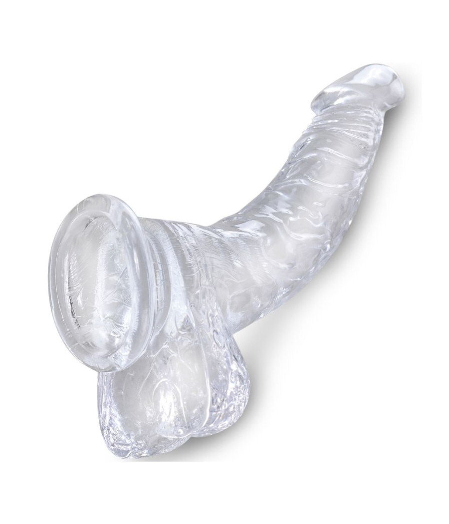 KING COCK - CLEAR REALISTISCH GEBOGENER PENIS MIT 16.5 CM TRANSPARENTEN EIEREN