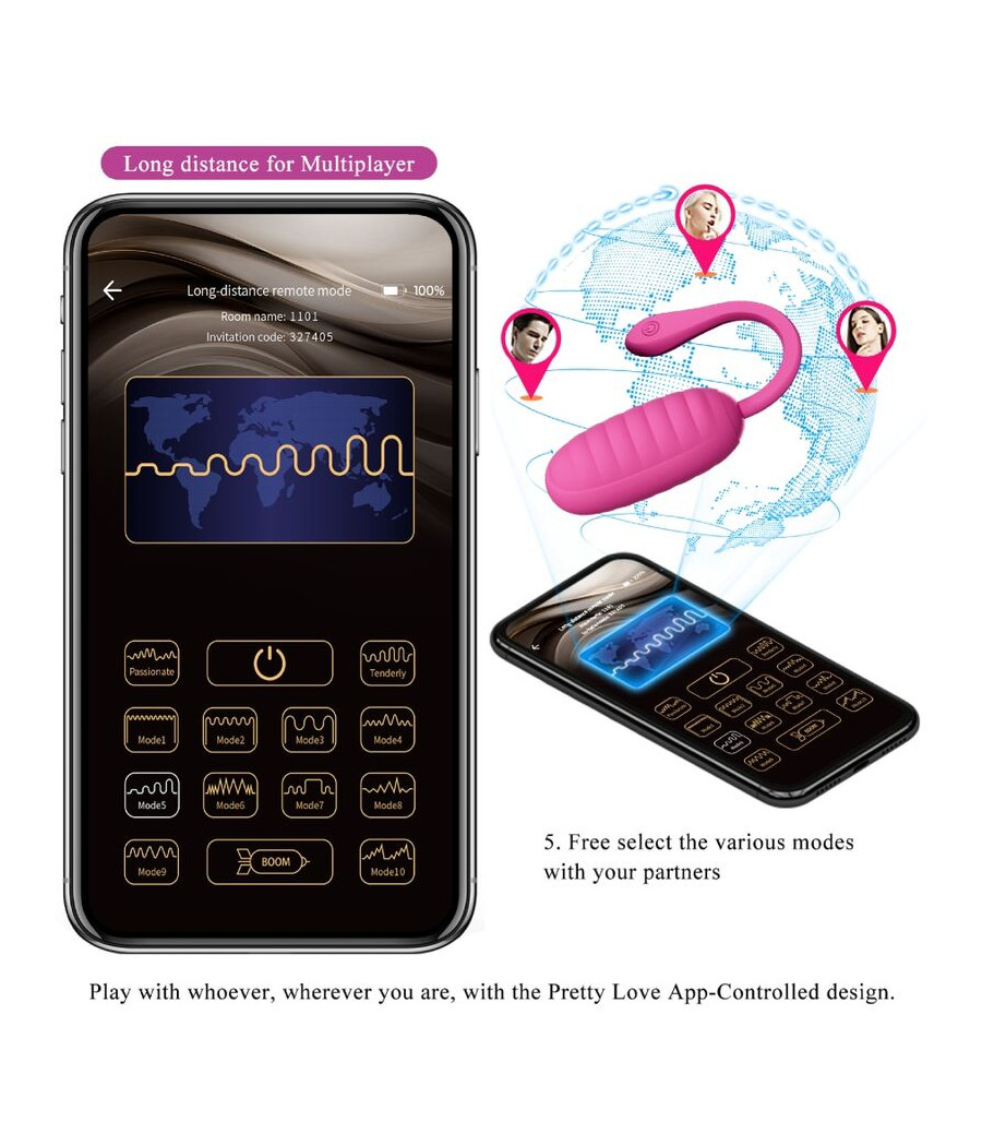 PRETTY LOVE - UOVO VIBRANTE RICARICABILE ROSA CATALINA APP