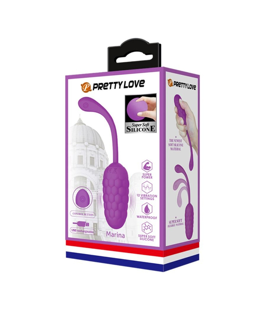 PRETTY LOVE - HUEVO VIBRADOR CON TEXTURA MARINA RECARGABLE MORADO