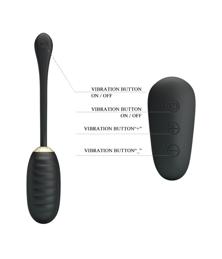 PRETTY LOVE - DOREEN LUXURY RECARREGÁVEL VIBRADOR OVO PRETO CONTROLE REMOTO