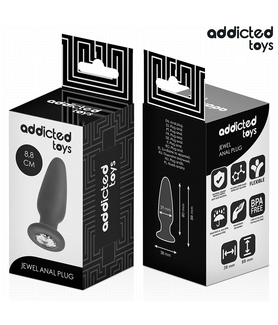 ADDICTED TOYS - PLUG ANAL CON JOYA SILICONA TALLA S 8,8 CM