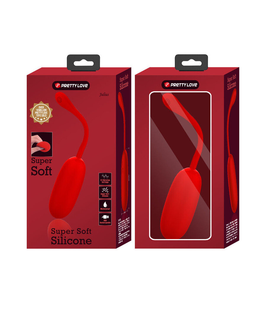 PRETTY LOVE - JULIUS WATERPROOF-RECHARGEABLE VIBRATING EGG RED
