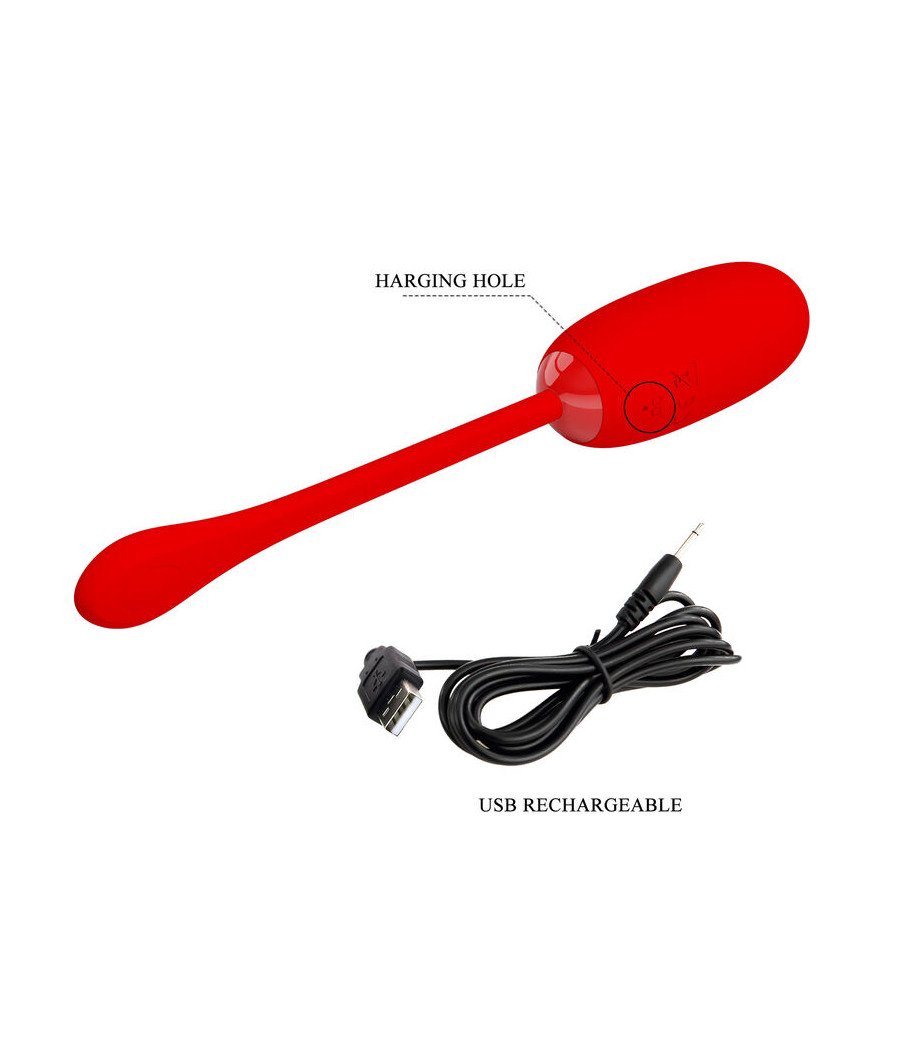 PRETTY LOVE - JULIUS WATERPROOF-RECHARGEABLE VIBRATING EGG RED