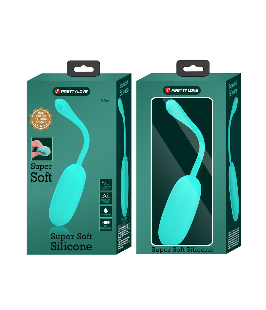 PRETTY LOVE - JULIUS WATERPROOF-RECHARGEABLE VIBRATING EGG AQUA GREEN