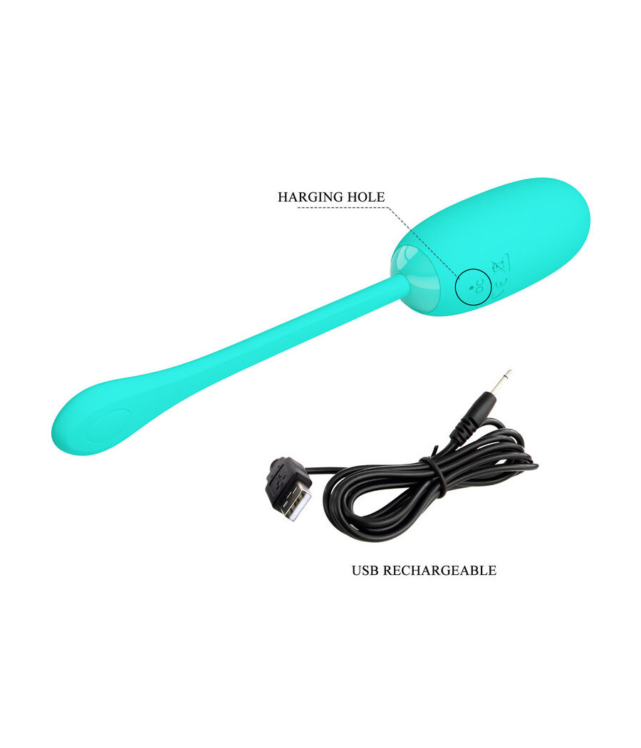 PRETTY LOVE - JULIUS WATERPROOF-RECHARGEABLE VIBRATING EGG AQUA GREEN