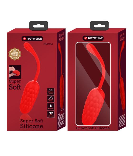 PRETTY LOVE - VIBRIERENDES EI MIT ROTER WIEDERAUFLADBARER MEERESTEXTUR