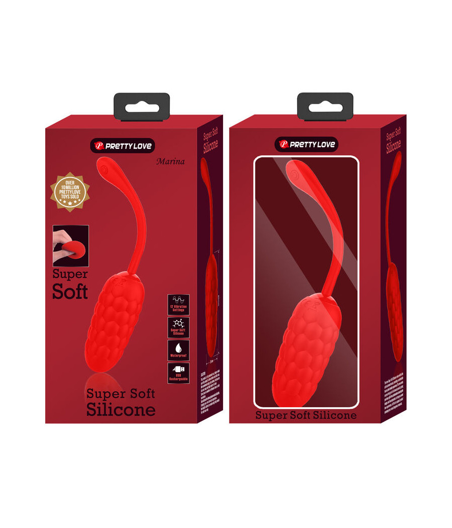 PRETTY LOVE - VIBRIERENDES EI MIT ROTER WIEDERAUFLADBARER MEERESTEXTUR