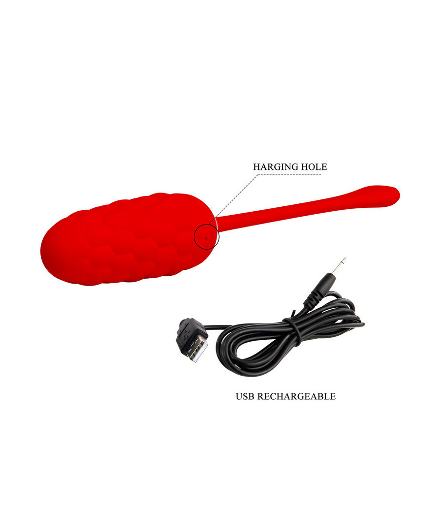 PRETTY LOVE - HUEVO VIBRADOR CON TEXTURA MARINA RECARGABLE ROJO