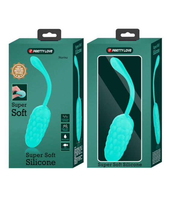 PRETTY LOVE - VIBRATING EGG WITH AQUA GREEN RECHARGEABLE MARINE TEXTURE