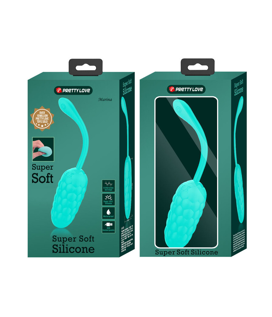 PRETTY LOVE - HUEVO VIBRADOR CON TEXTURA MARINA RECARGABLE VERDE AGUA