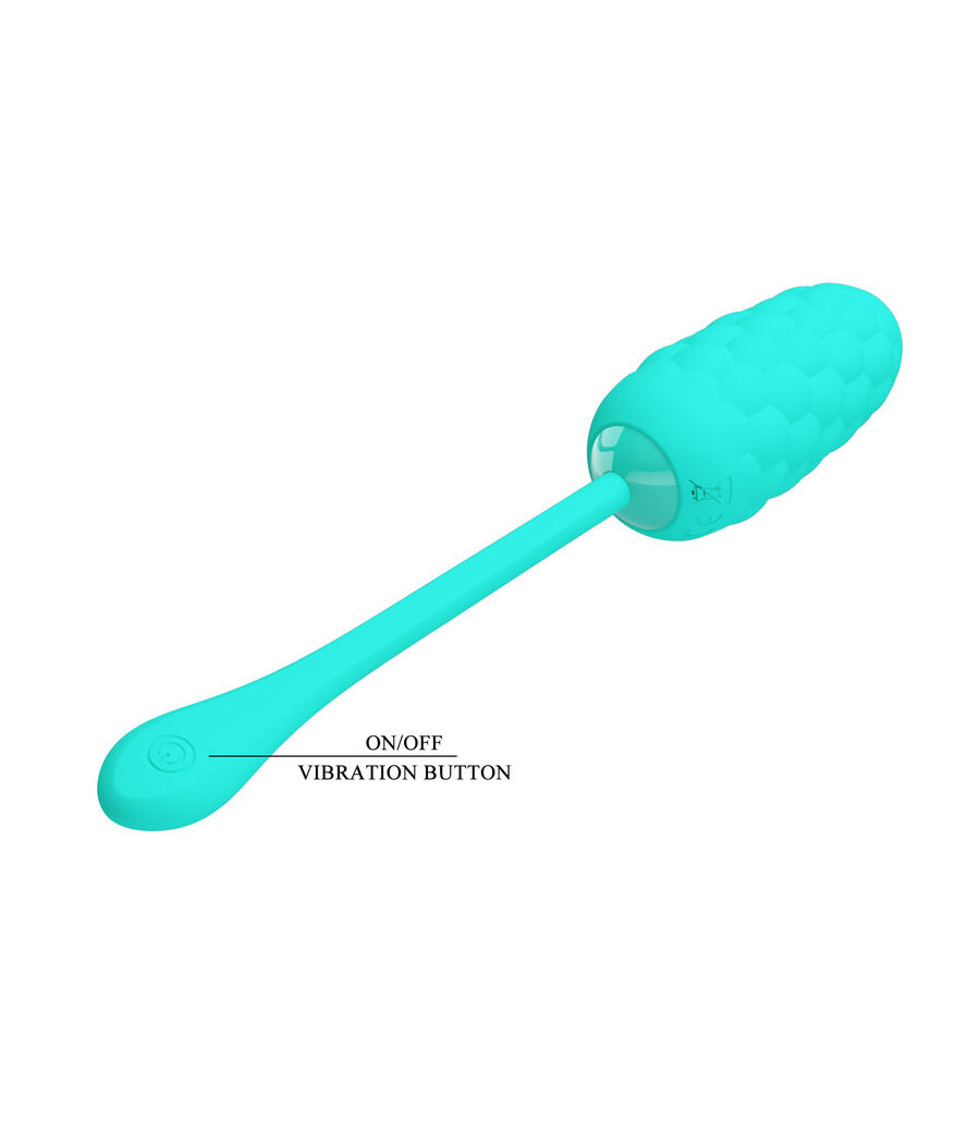 PRETTY LOVE - VIBRATING EGG WITH AQUA GREEN RECHARGEABLE MARINE TEXTURE
