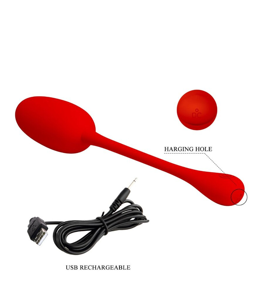PRETTY LOVE - KNUCKER HUEVO VIBRADOR RECARGABLE ROJO