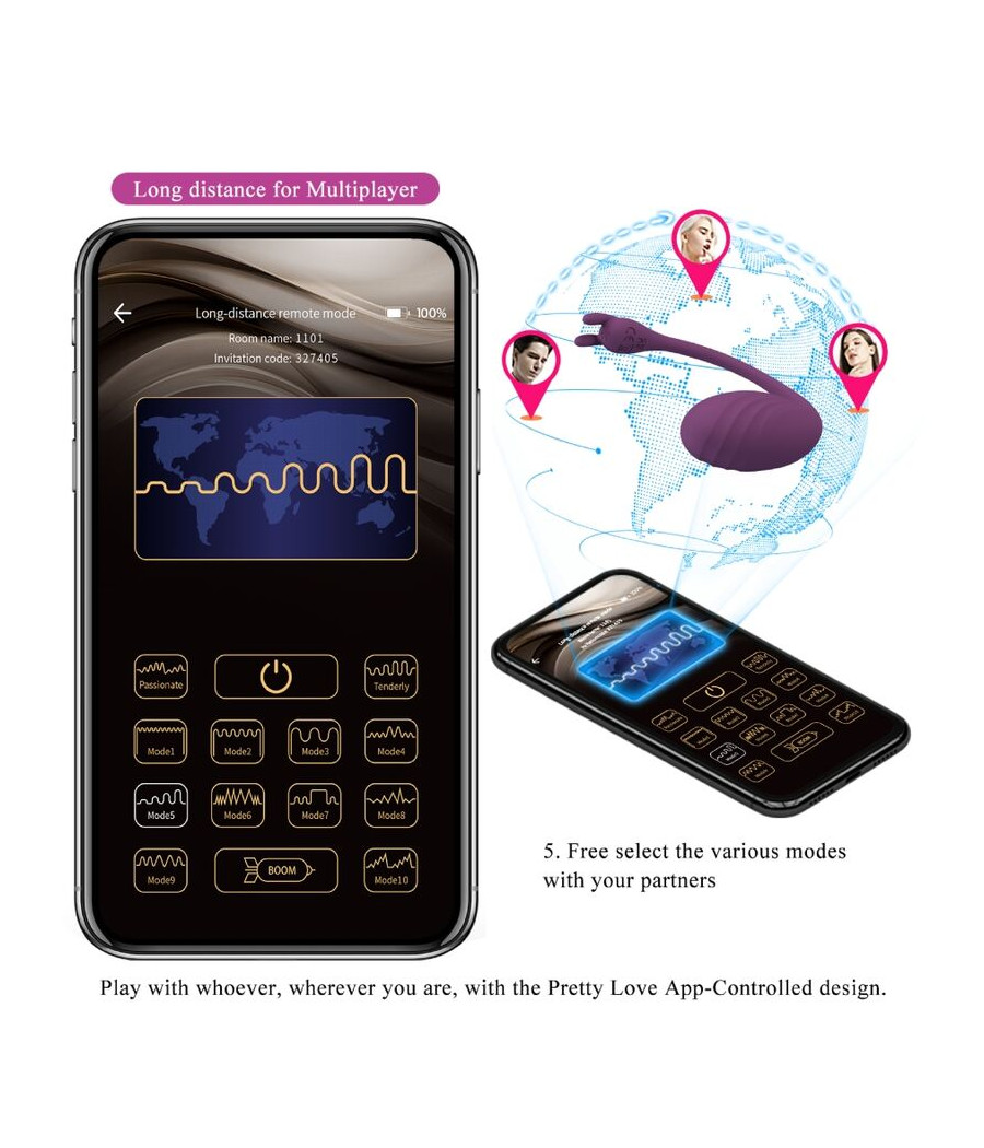 PRETTY LOVE - TÉLÉCOMMANDE CATALINA VIBRATOR APP VIOLET