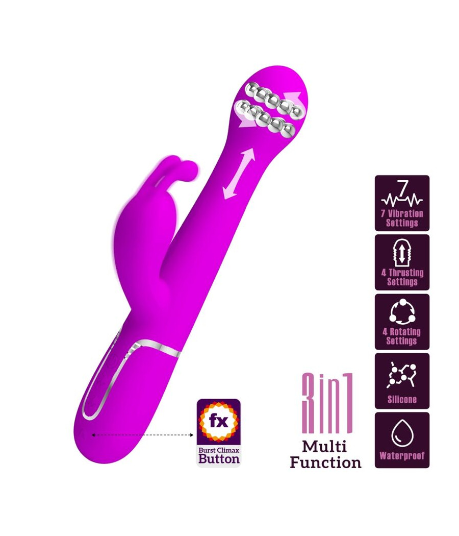 PRETTY LOVE - DEJON RABBIT VIBRATOR 3 IN 1 MULTIFUNKTIONSVIOLETT