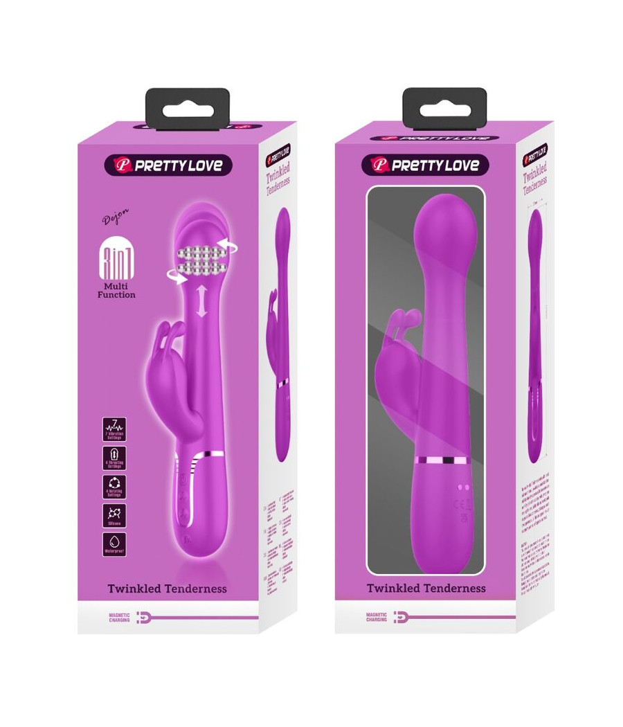 PRETTY LOVE - VIBRATORE DEJON RABBIT 3 IN 1 VIOLA MULTIFUNZIONE