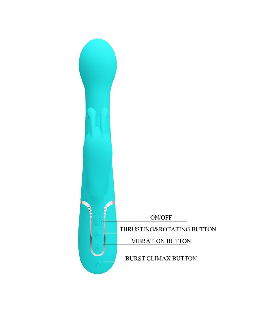 PRETTY LOVE - VIBRADOR COELHO DEJON 3 EM 1 MULTIFUNO AQUA VERDE