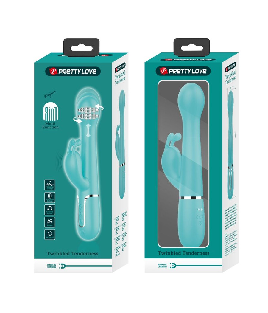 PRETTY LOVE - VIBRADOR COELHO DEJON 3 EM 1 MULTIFUNO AQUA VERDE