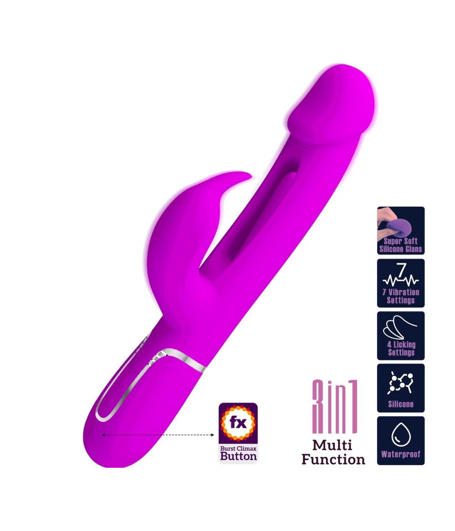 PRETTY LOVE - DEJON RABBIT VIBRATOR 3 IN 1 MULTIFUNKTIONS FUCSIA