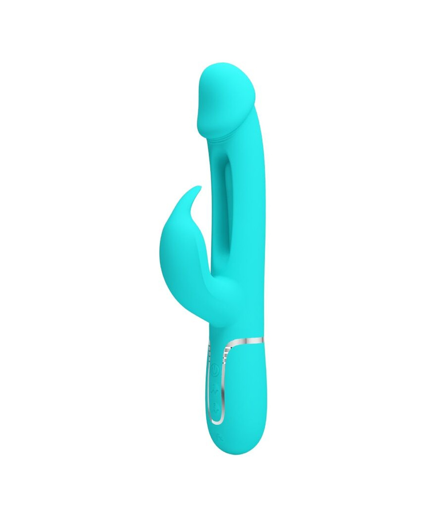 PRETTY LOVE - KAMPAS RABBIT 3 IN 1 MULTIFUNCTION VIBRATOR WITH TONGUE AQUA GREEN