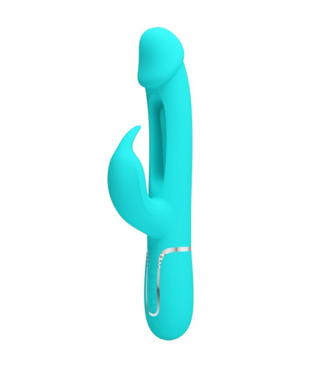 PRETTY LOVE - KAMPAS RABBIT 3 IN 1 MULTIFUNCTION VIBRATOR WITH TONGUE AQUA GREEN
