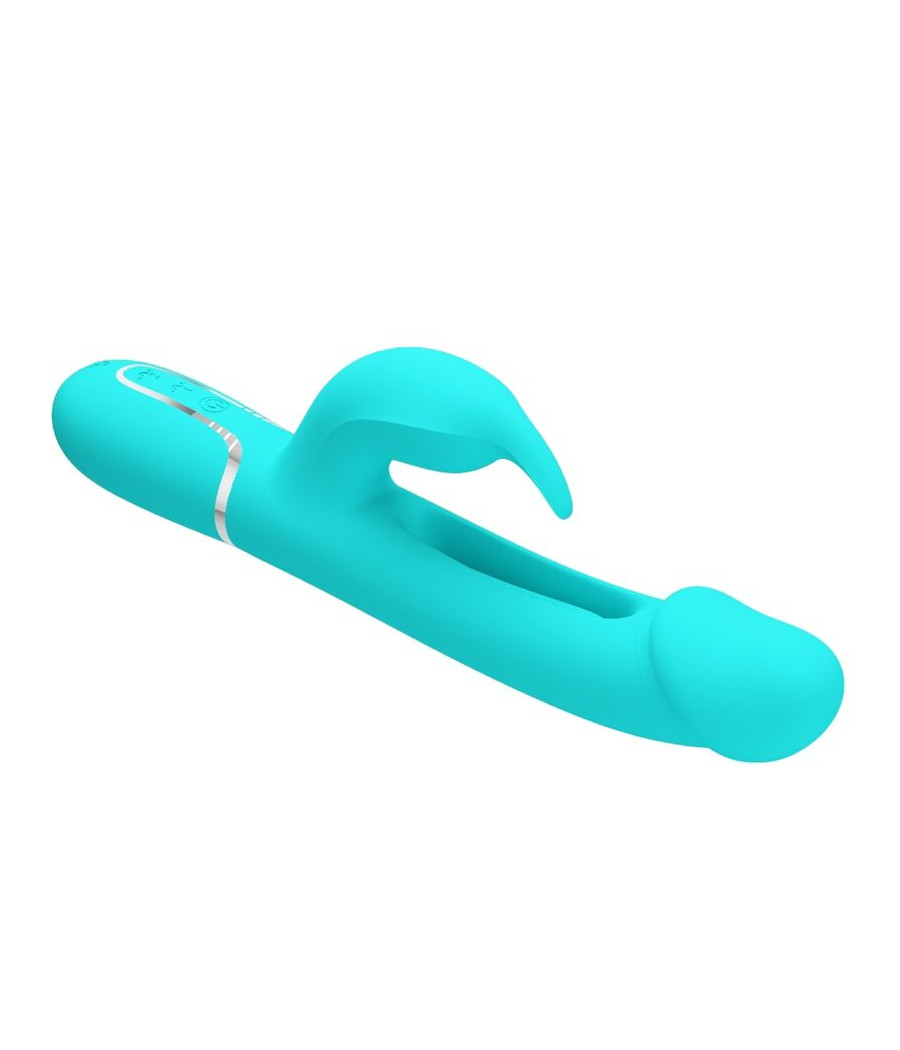 PRETTY LOVE - KAMPAS VIBRADOR RABBIT 3 EN 1 MULTIFUNCIÓN CON LENGUA VERDE AGUA
