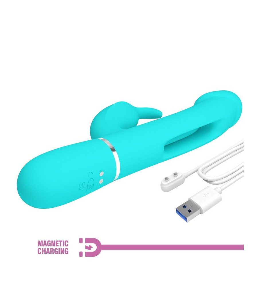 PRETTY LOVE - VIBRADOR COELHO DEJON 3 EM 1 MULTIFUNO AQUA VERDE