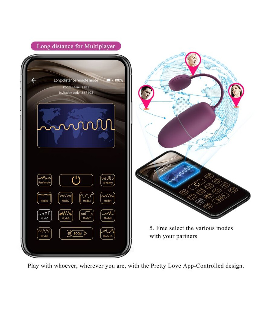 PRETTY LOVE - NYMPH HUEVO VIBRADOR CONTROLADO POR APP LILA