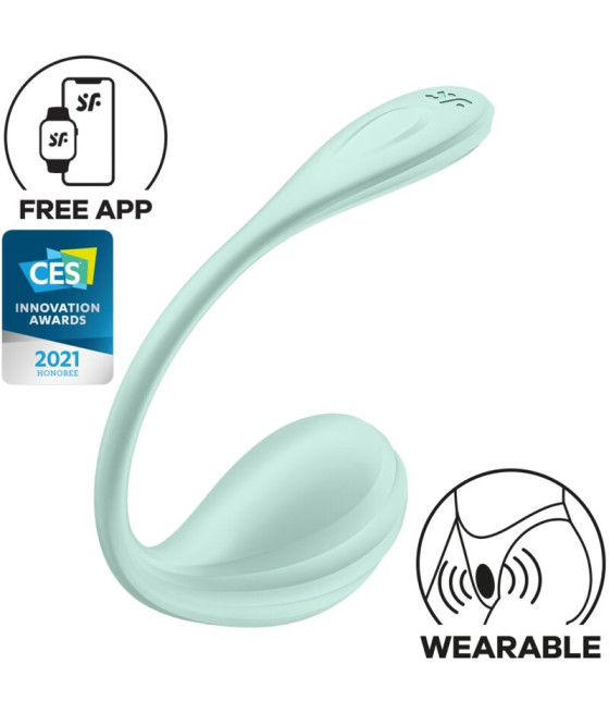 SATISFYER - APPLICATION GRATUITE STIMULATEUR DE POINT G PÉTALE LISSE VERT D'EAU