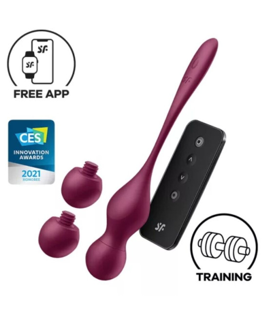 SATISFYER - LOVE BIRDS VARY VIBRATING BALLS FREE APP WINE RED